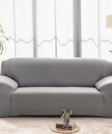 Stretch Sofa Cover 1 2 3 4 Seater with Armrests, Living Room Stretch Cover Spandex Slipcovers Decor, Sofa Cover (Gray, 2 Seater: 145-185cm)