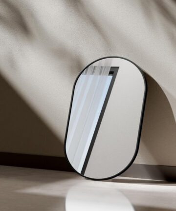 EMKE 45x60cm Oval Mirror Black Framed Hanging Mirror, Glass Wall Mirror for Bathroom, Living Room and Cloakroom Horizontal & Vertical