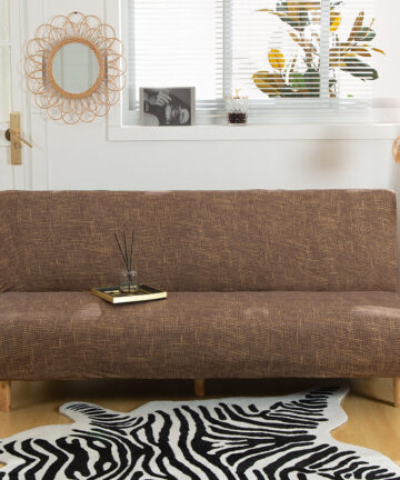 Stretch Sofa Cover Without Armrest,Universal Armless Sofa Cover All Covered Folding Sofa Protector,Easy to Install and Clean,3 Seater Sofa Bed Cover,Coffee