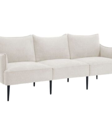 Modular Sofa in Chenille 3 Seater Couch Modern Sectional Sofa Settee for Bedroom Office Living Room, White, Wahson
