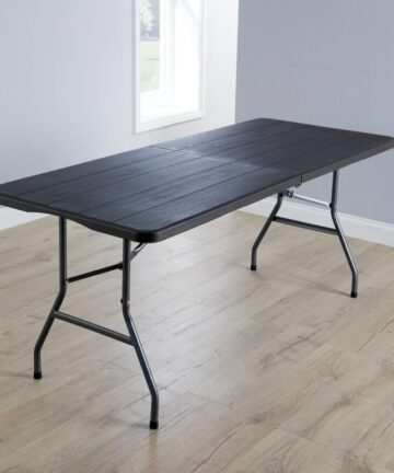 6ft Wood Effect Folding Trestle Table Heavy Duty for Indoor & Outdoor Events