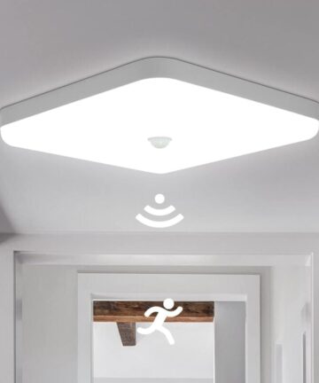 LED Ceiling Light with Motion Sensor 24W Waterproof IP56 Cool White 6500K Square Ceiling Lamp for Outdoor, Bathroom, Hallway, Balcony, Garage, Kitchen Ã˜30CM