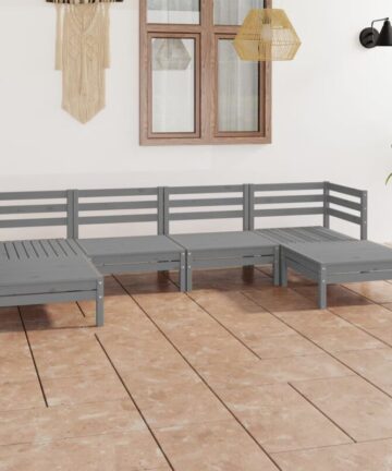 6 Piece Garden Lounge Setï¼ŒOutdoor Lounge Set Grey Solid Wood Pine VSVS351451