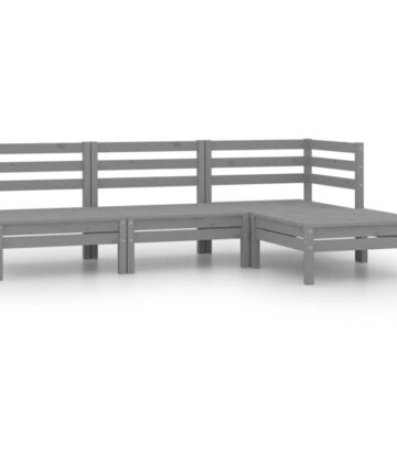 4 Piece Garden Lounge Setï¼ŒOutdoor Lounge Set Solid Pinewood Grey VSVS237062