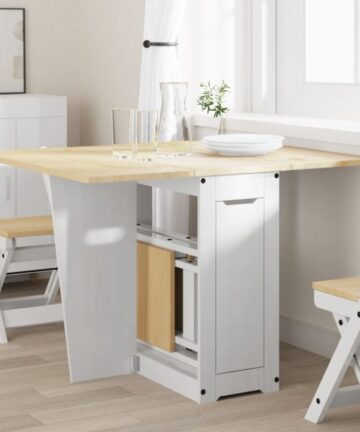 Butterfly Dining Tableï¼ŒDinner tableï¼ŒEating table Foldable Corona White Solid Wood Pine VSVS401572