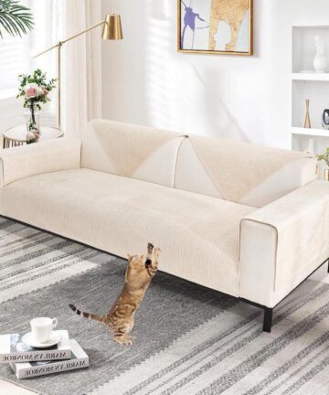 Thick Sofa Cover 1/2/3/4 Seater L Shape Sofa Slipcover Protector Universal Non-Slip Faux Fur Couch Cover for Living Room(Soft Chenille White, 70 x 150cm)