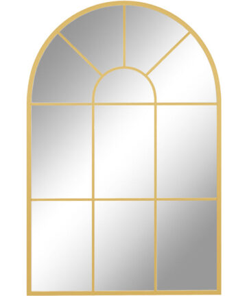 HOMCOM Modern Arched Window Wall Mirror for Bedroom, 91x60cm, Gold Tone