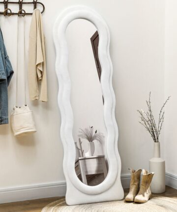 HOMCOM Full Length Mirror, Standing, Leaning or Wall Mirror, White