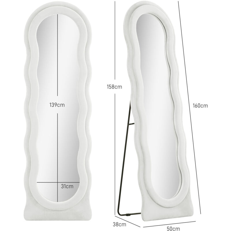 HOMCOM Full Length Mirror, Standing, Leaning or Wall Mirror, White - Image 2