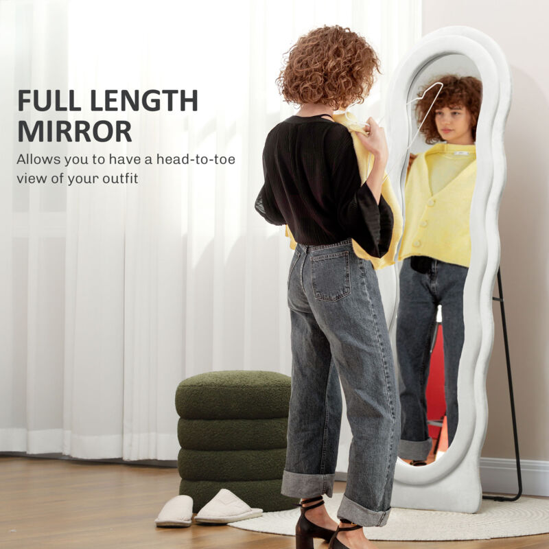 HOMCOM Full Length Mirror, Standing, Leaning or Wall Mirror, White - Image 4