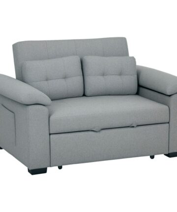 HOMCOM Click Clack Sofa Bed 2 Seater Sofa Bed for Living Room Light Grey