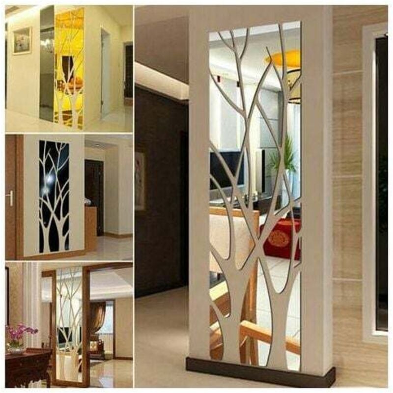 3D Mirror Wall Sticker Removable Wall Decal Art Wall Sticker for Home Living Room Bedroom Decoration (100x28cm Silver) - Image 3