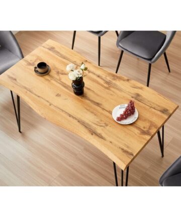 Wooden Dining Table With Metal Hairpin Legs for Dining Room, Work, or Study (Length 140cm)