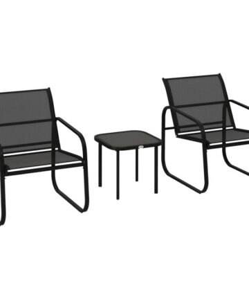 Outsunny Garden Bistro Set, Metal Garden Furniture Set with Mesh Chairs