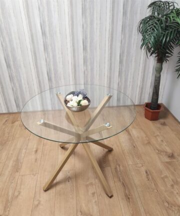 Dining Table Clear Glass Kitchen Place for 4 Seats, Dining Table Only (Clear H 75 x L 100 x W 100 cm)