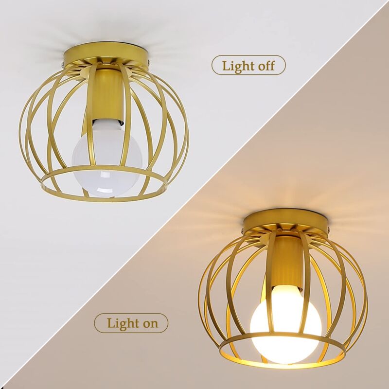 GOECO Vintage ceiling lamp, semi-entertained ceiling lamp, metal cage ceiling lamps - Image 3
