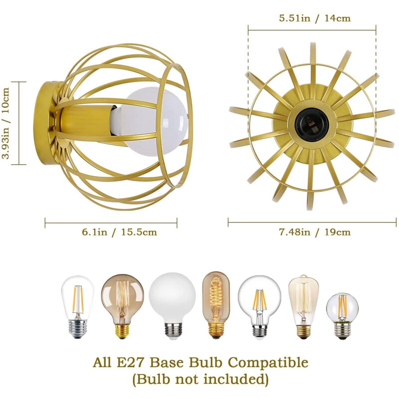 GOECO Vintage ceiling lamp, semi-entertained ceiling lamp, metal cage ceiling lamps - Image 4