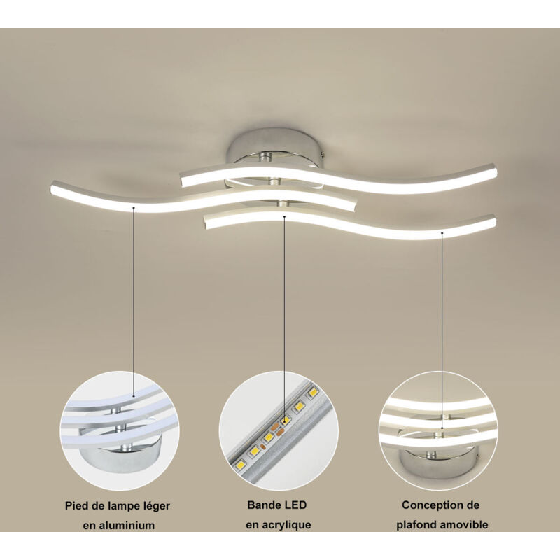 GOECO LED Ceiling Light Elegant Curved Design LED Ceiling Lamp, 1600 Lumen 3 Built-in LED Boards Neutral White Light 4000K 18W Modern Ceiling Fixture for Bedrooms Living Room Dining Kitchen - Image 2
