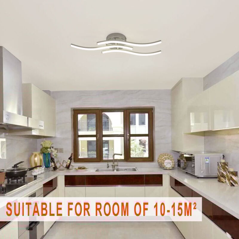GOECO LED Ceiling Light Elegant Curved Design LED Ceiling Lamp, 1600 Lumen 3 Built-in LED Boards Neutral White Light 4000K 18W Modern Ceiling Fixture for Bedrooms Living Room Dining Kitchen - Image 3