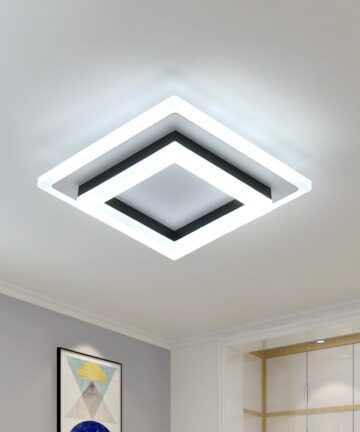 GOECO Square LED Ceiling Light 24W, Acrylic Ceiling Lamp, Modern LED Ceiling Light Fixture for Living Room, Bedroom, Kitchen, Hallway 6000K