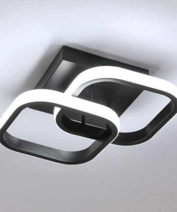 GOECO LED Ceiling Light Modern Black, 19W Acrylic LED Ceiling Lamp 2550LM, Square Light Cool White 6500K for Bedroom Living Room Kitchen Hallway (24x24x10cm)