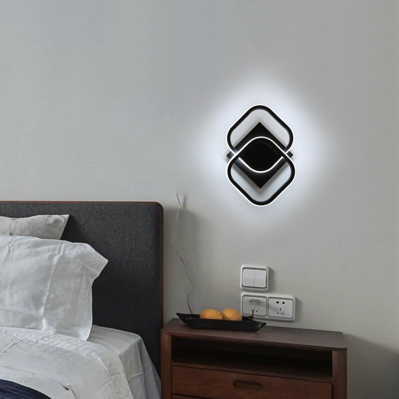 GOECO LED Ceiling Light Modern Black, 19W Acrylic LED Ceiling Lamp 2550LM, Square Light Cool White 6500K for Bedroom Living Room Kitchen Hallway (24x24x10cm) - Image 3