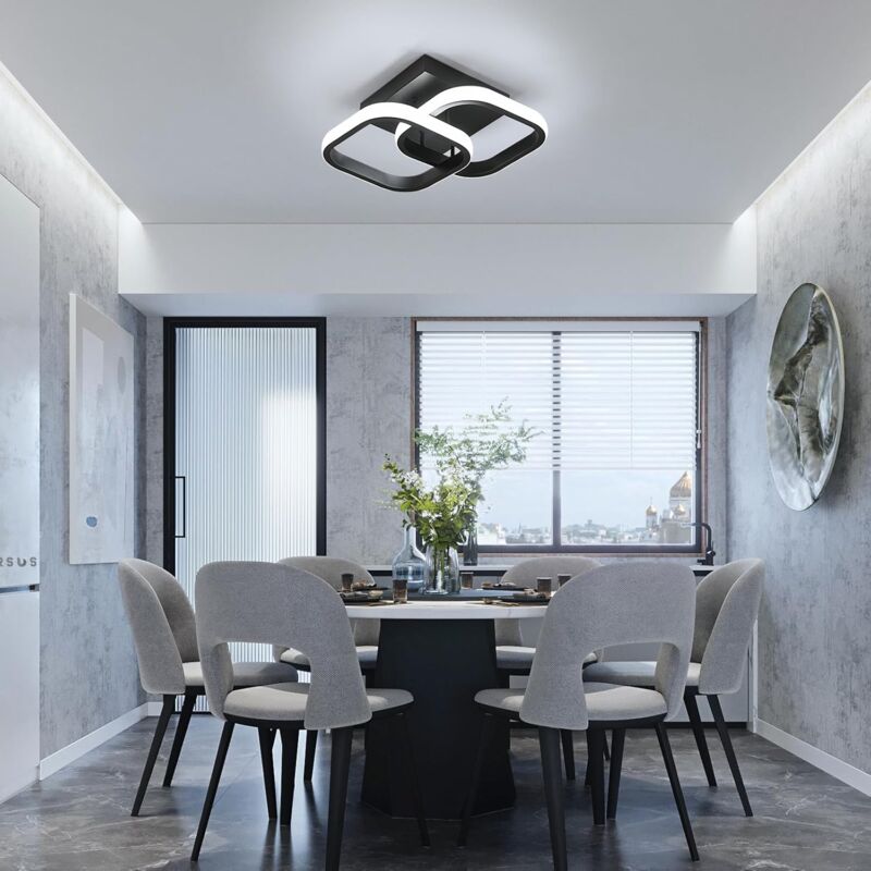 GOECO LED Ceiling Light Modern Black, 19W Acrylic LED Ceiling Lamp 2550LM, Square Light Cool White 6500K for Bedroom Living Room Kitchen Hallway (24x24x10cm) - Image 4