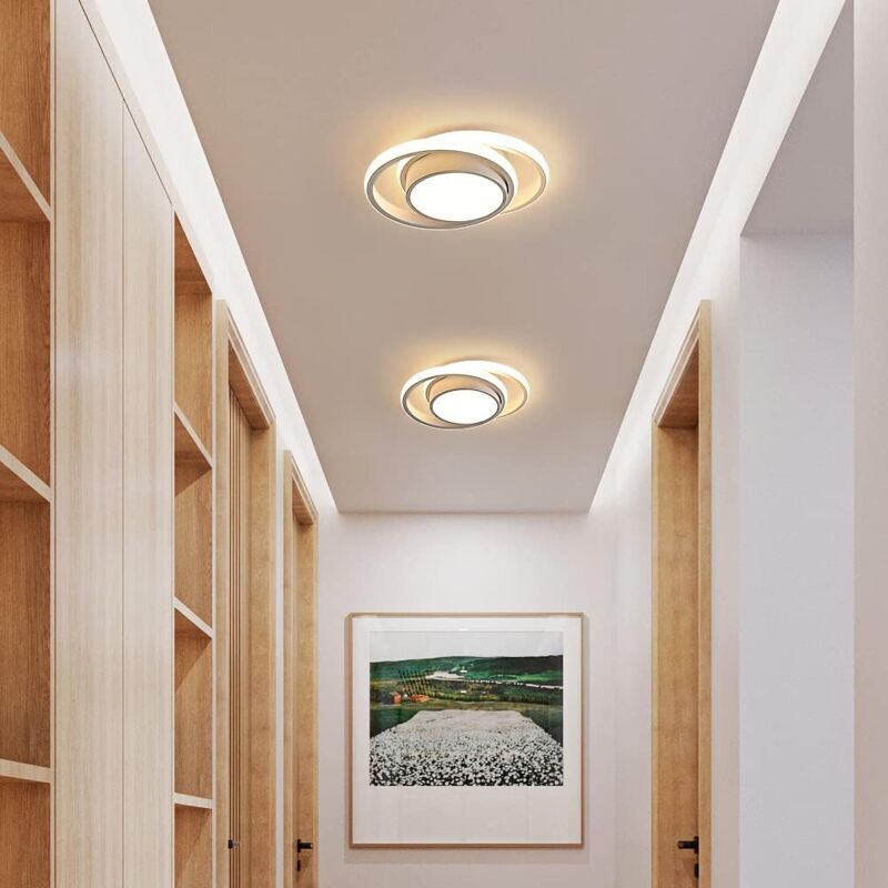 GOECO LED Ceiling Light Modern White, Double Circle Design, 32W 3000LM Warm White 3000K for Bedroom Hallway Kitchen Balcony (27x22x6 cm) - - Image 4