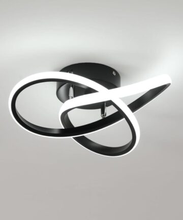 GOECO Modern Design 30W 6000K Cool White LED Ceiling Light Fixture Diameter 30cm for Living Room Bedroom Dining Room Office Black