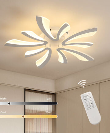 GOECO Dimmable LED Ceiling Light, Remote Control Ceiling Light Fixture for Living Room, 48W 4500LM 3000k-6000k Dia 71cm Ceiling Lamp for Bedroom Dining Room