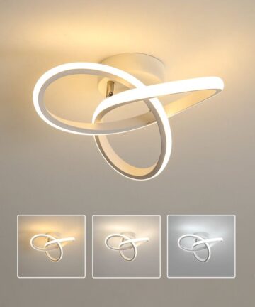 GOECO Ceiling Lights LED, 20W 2200LM Acrylic LED Ceiling Light, Dimmable White LED Ceiling Light 3000K/4500K/6500K for Bedroom Kitchen Living Room, Diameter 24cm