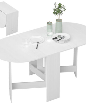 HOMCOM Oval Kitchen Table for Dining Room, Small Spaces, Ash Wood-Effect