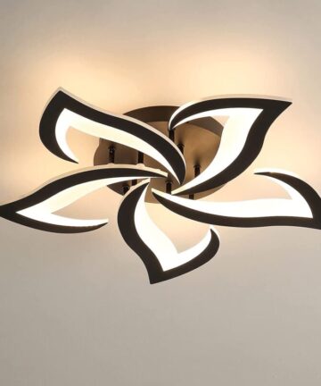GOECO Modern LED ceiling light, 60W creative petals design ceiling light, acrylic ceiling lamp, for living room study diameter 60cm, black light 3000k warm white