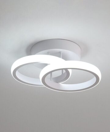 GOECO Modern LED Ceiling Light, 22W Creative 2 Rings Design Aisle Ceiling Lamp, Cool White 6000K Ceiling Chandelier for Hallway Balcony Aisle Corridor Coakroom Living Room Bedroom