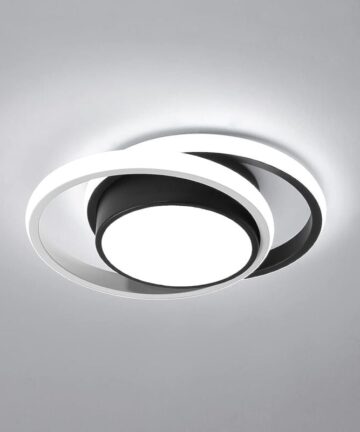 GOECO Modern LED Ceiling Lighting, 6500K Cool White Light LED Ceiling Lamp, 32W 2350LM Black Round Design Chandelier Ceiling Lights for Bedroom, Living Room, Corridor, Hallway, Aisle, Porch, Entrance