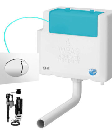 Bottom Entry Concealed Toilet Cistern WC with Dual Flush Polished Chrome Plate - Includes WRAS Internals & Pipe