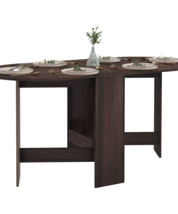 HOMCOM Oval Kitchen Table for Dining Room, Small Space Chocolate Wood Effect