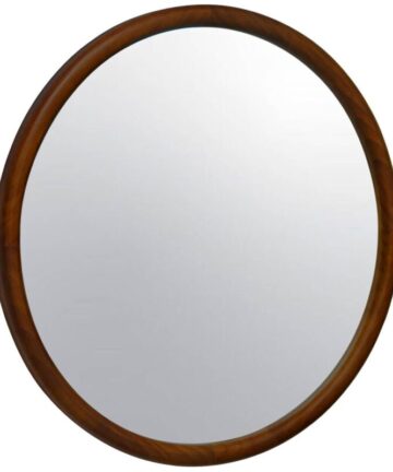 60cm round pine wooden mirror, Georgia, Walnut, 60x3x60 cm