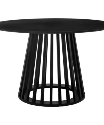 4-seater wooden-effect dining table with spruce legs, Clara, Black, 120x120x75 cm