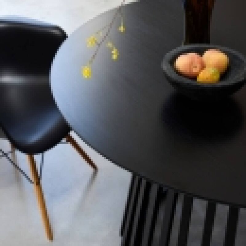 4-seater wooden-effect dining table with spruce legs, Clara, Black, 120x120x75 cm - Image 3