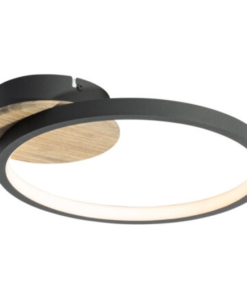 Modern Ceiling Lamp Black with Wood Incl. LED 3-Step Dimmable - Alec