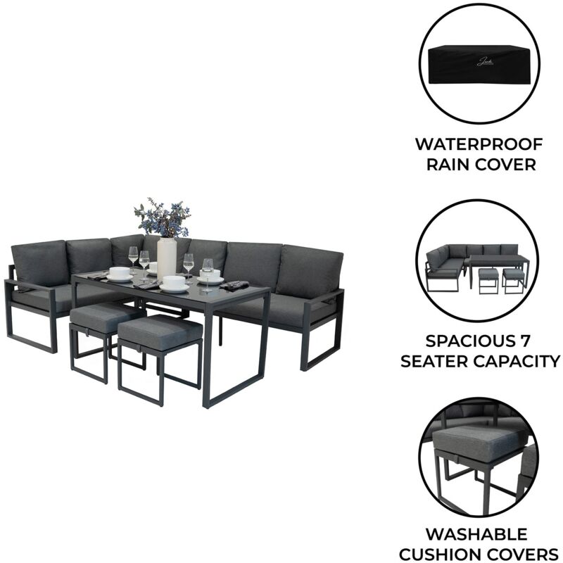 Aluminium Corner Sofa Set - Anthracite Grey - Image 2