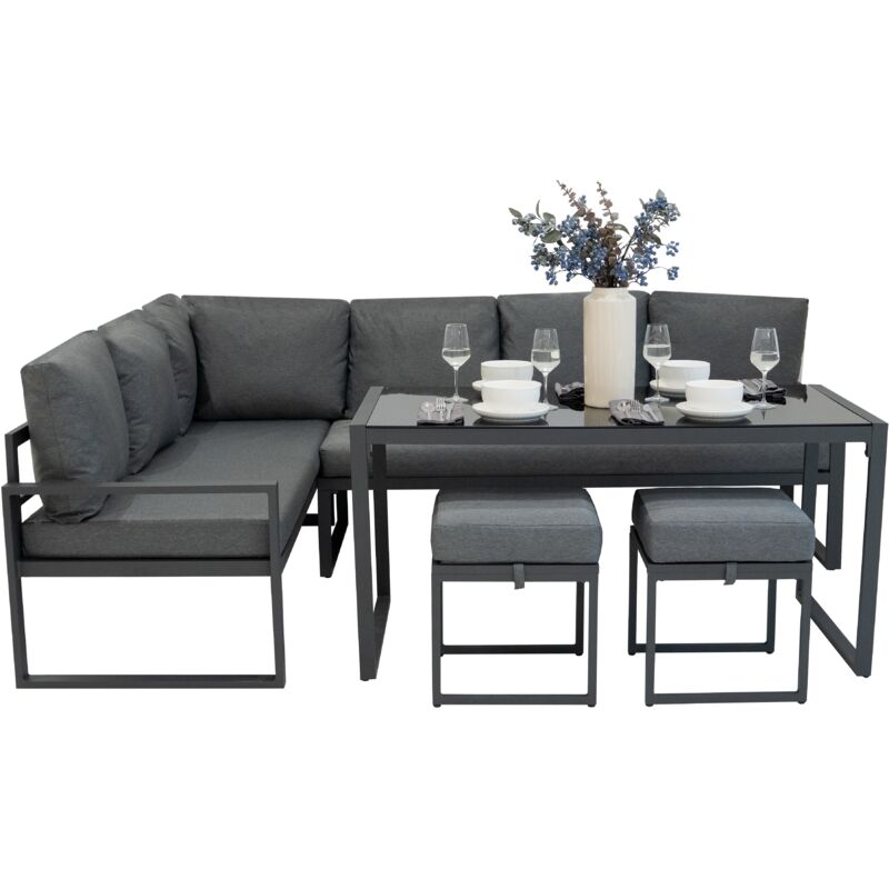 Aluminium Corner Sofa Set - Anthracite Grey - Image 3