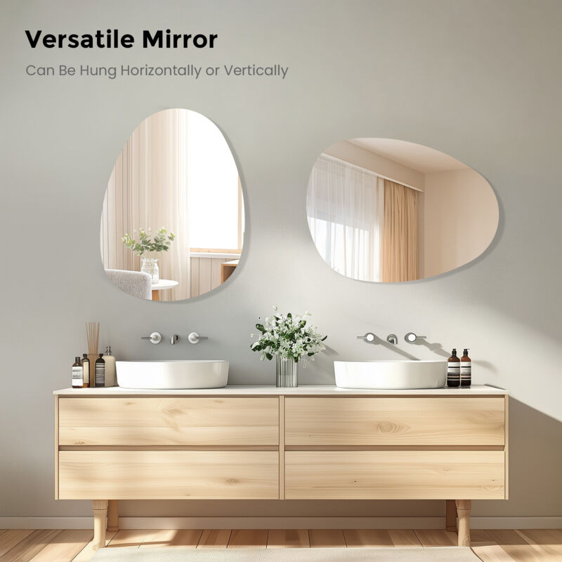 S'AFIELINA Irregular Wall Mirror 85x50cm – Frameless Modern Oval Mirror for Bathroom, Bedroom or Hallway - Image 3