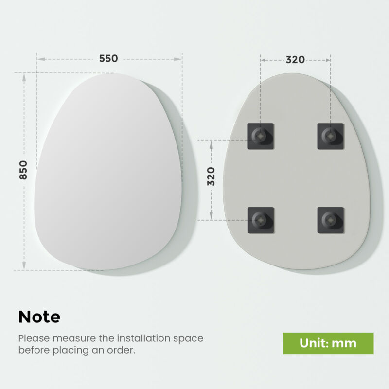 S'AFIELINA Irregular Wall Mirror 85x50cm – Frameless Modern Oval Mirror for Bathroom, Bedroom or Hallway - Image 4