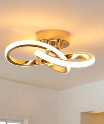 GOECO Modern Gold LED Pendant Ceiling Light for Living Room 22W 3000K