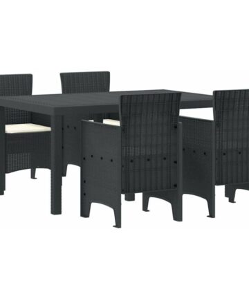 Garden Dining Set 5 pcs Anthracite Polt rattan vidaXL