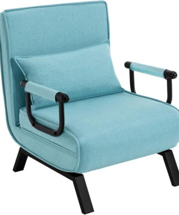 WOLTU Convertible Sofa Bed 3-in-1 Arm Chair Folding Recliner Sleeper Single Bed for Adults, Blue