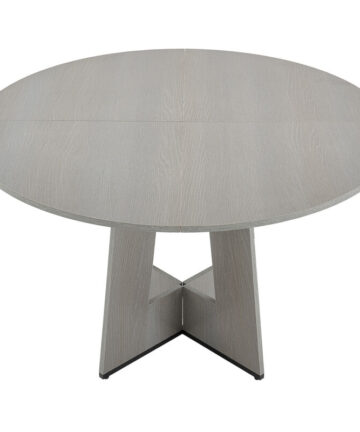 Mophorn 47-Inch Round Dining Table, Wooden Table for 2-4 People, Farmhouse-Style Circular Dining Furniture, Rustic Table with Sturdy Wooden Legs, Grey (Table Only)