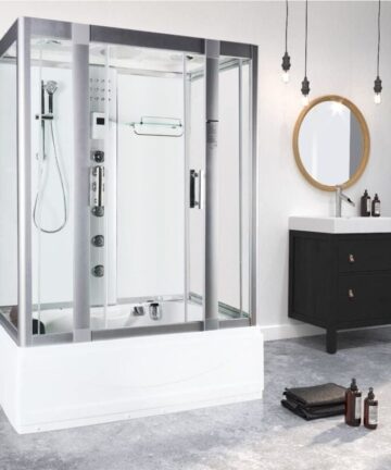 Vidalux Aegean 1350 Steam Shower Whirlpool 1350 x 800 White Glass